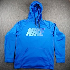 Nike Dri-FIT Hoodie Mens Medium Blue Gradient Logo Pullover 905647-405